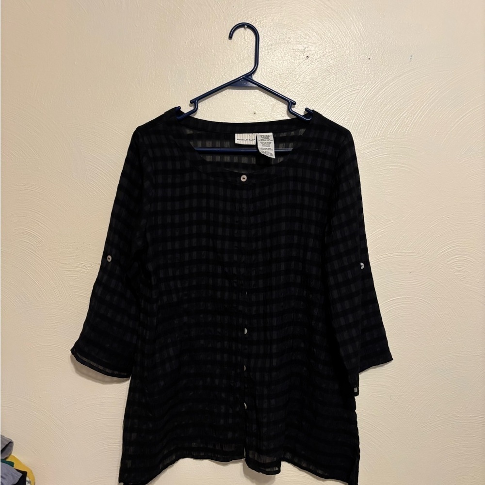 White Stag Black Boxy Buttoned Blouse - Picture 1 of 7